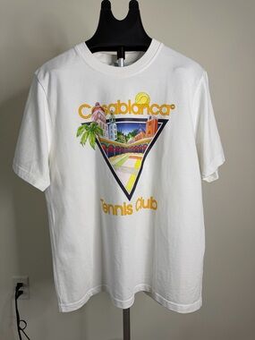 Casablanca Tennis Club Graphic Tee - White with Multicolor Design
